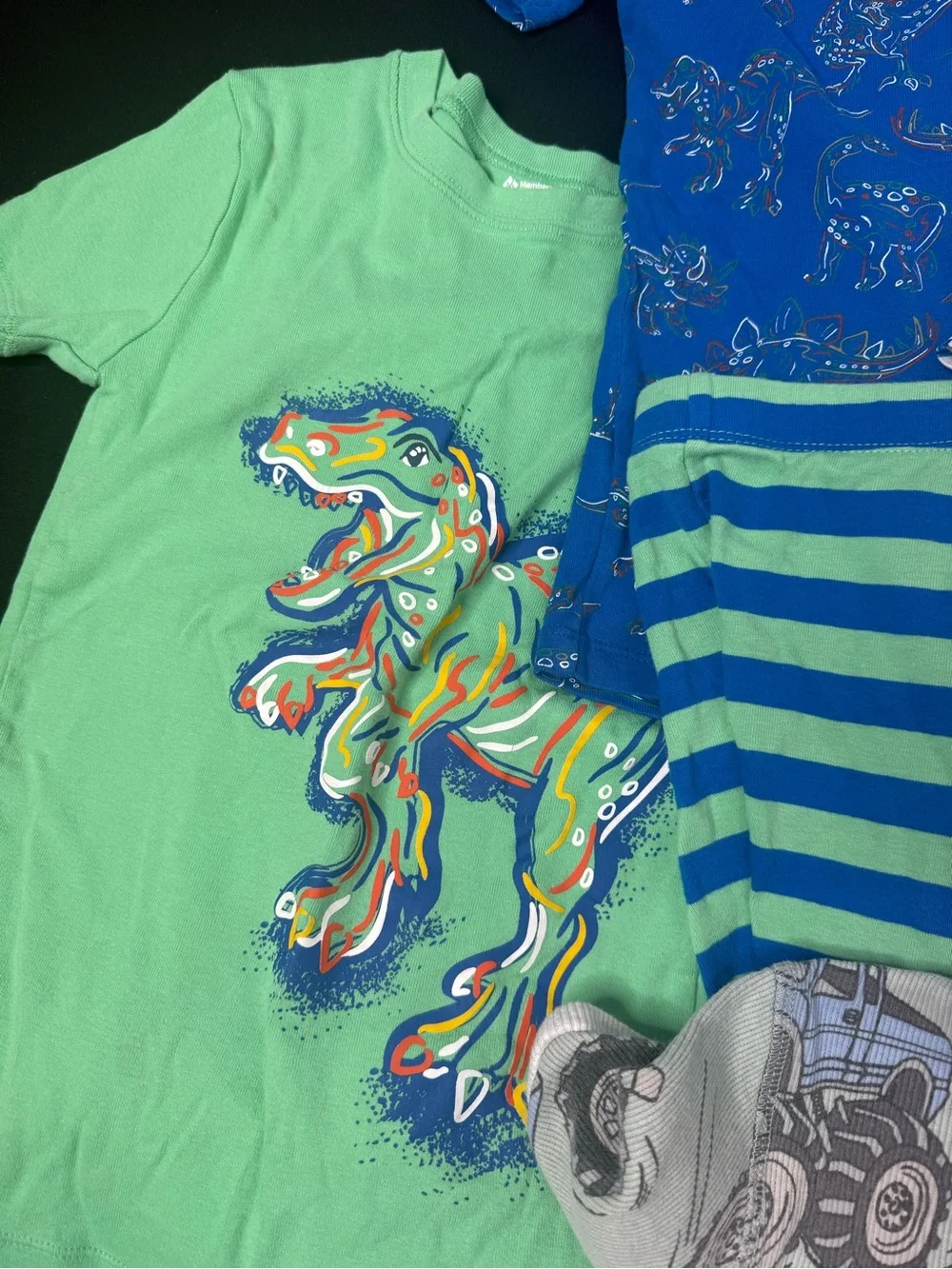 (4) Member's Mark & SHEIN Boys 7-8Y Snug Fit 2pc Cotton Knit Dino Trucks